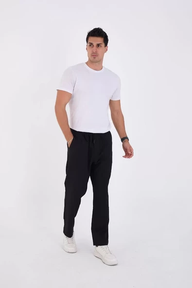 Kışlık Dabıl Kumaş Basic Eşofman Pantolon - Siyah - 7