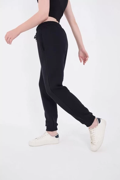 Kadın Lastikli Baskılı Eşofman Pantolon - Lacivert - 4