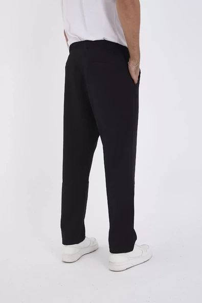 Kışlık Dabıl Kumaş Basic Eşofman Pantolon - Siyah - 8