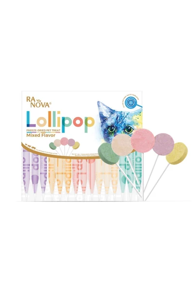 Ranova Kediler Için Karışık Lezzetli Lolipop *1.4g Lolipop x 15 Li Paket