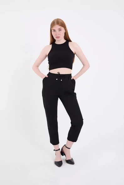 Kadın Tam Kalıp Basic Eşofman Pantolon - Siyah - 3