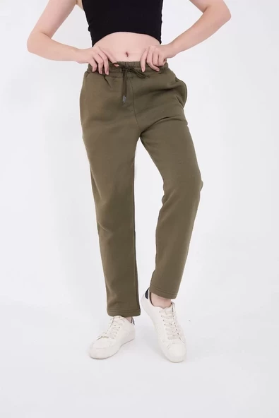 Unisex  Basic Eşofman Pantolon - Hakİ - 7