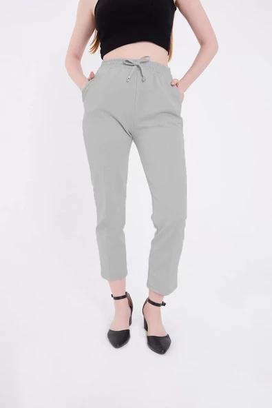 Kadın Tam Kalıp Basic Eşofman Pantolon - Gri - 3