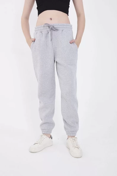 Basic Lastikli Eşofman Pantolon - Gri - 7