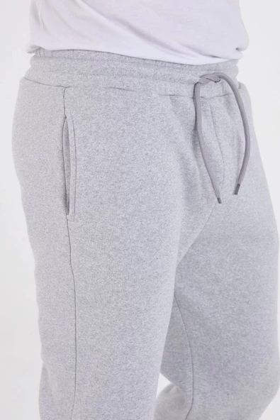 Unisex Kışlık Lastikli Eşofman Pantolon - Gri - 6