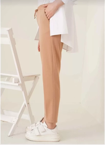Kadın Tam Kalıp Basic Eşofman Pantolon - Kahverengi - 7