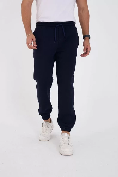Unisex Kışlık  Lastikli Eşofman Pantolon - Lacivert - 2