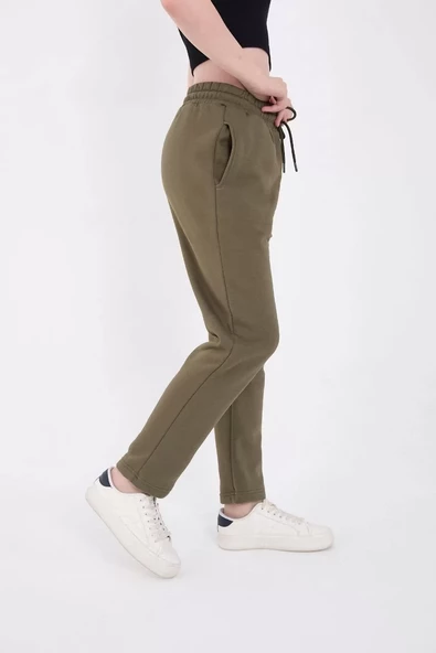 Unisex  Basic Eşofman Pantolon - Hakİ - 4