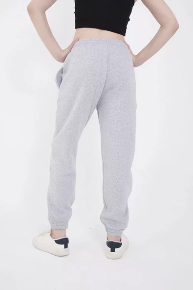 Lastikli Baskılı Eşofman Pantolon - Gri - 4