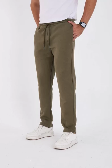 Unisex Basic Eşofman Pantolon - Haki - 7