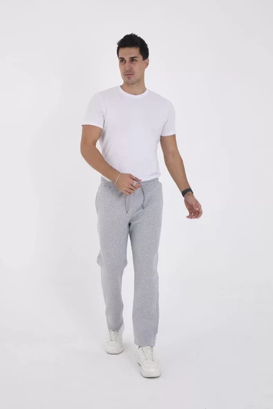 Unisex  Basic Eşofman Pantolon - Gri - 3