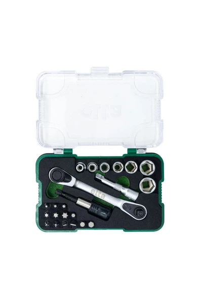 ELTA 1/4"ALTIKÖŞE CIRCIRLI LOKMA ANH.VE BİTS SET 23PARÇA - 3