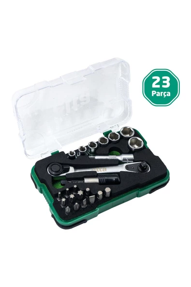 ELTA 1/4"ALTIKÖŞE CIRCIRLI LOKMA ANH.VE BİTS SET 23PARÇA