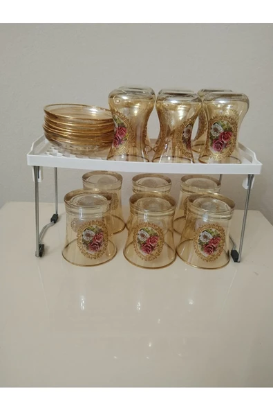 Mutfak Rafı Bardak Düzenleyici Bardak Rafı Dolap İçi Düzenleyici 14x30x15 Royaleks-TİM308 - Resim 2
