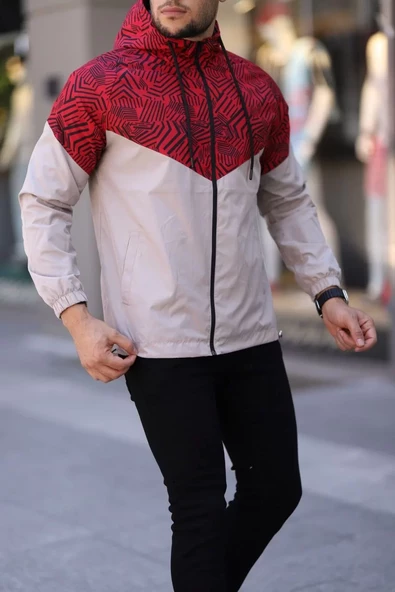 Unisex Kapüşonlu Astarlı Yağmurluk - Bej - 2
