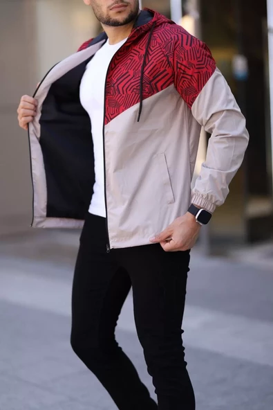 Unisex Kapüşonlu Astarlı Yağmurluk - Bej