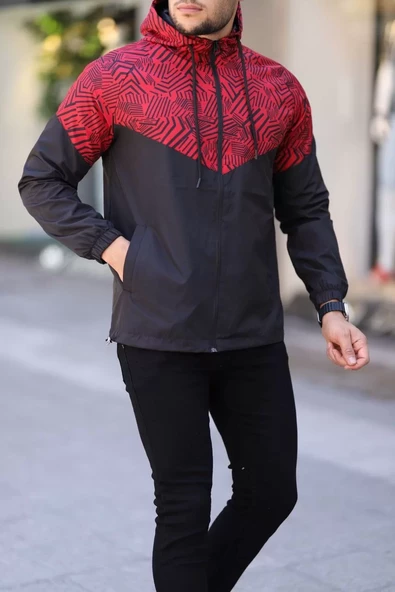Unisex Kapüşonlu Astarlı Yağmurluk - Siyah - 2