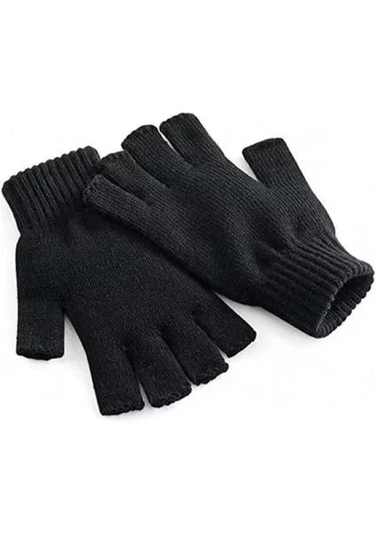 Kadın Kısa Parmaksız Triko Eldiven - Siyah - 3