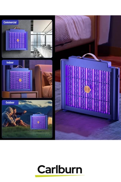 Premium Şarjlı Yükseltmiş Güç Çift Florasan Elektrikli Uv Zincirli Askılı Sinek Sivrisinek Öldürücü - 2