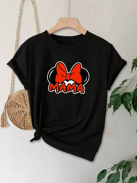 Anneler Günü Baskılı T-shirt - Siyah - 4