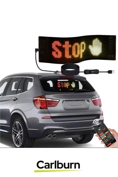 Taşınabilir Özelleştirilebilir Cama Yapıştırılan Mobil Uygulama Kontrollü Araç Oto RGB LED Panel - 6