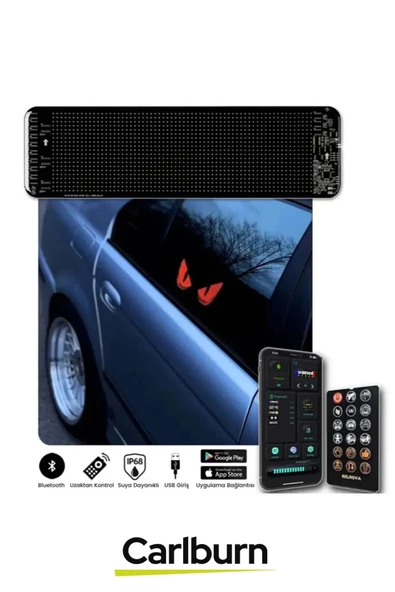 Taşınabilir Özelleştirilebilir Cama Yapıştırılan Mobil Uygulama Kontrollü Araç Oto RGB LED Panel - 4