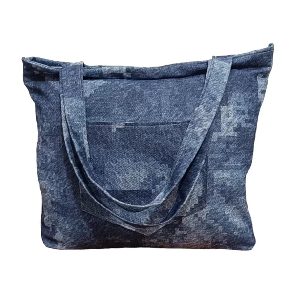 Blujin Desenli Piknik ve Deniz Cepli Fermuarlı Çanta - Mavi - 4