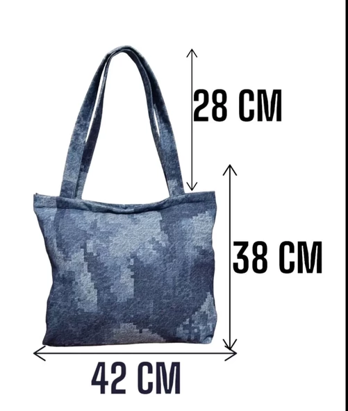 Blujin Desenli Piknik ve Deniz Cepli Fermuarlı Çanta - Mavi - 2