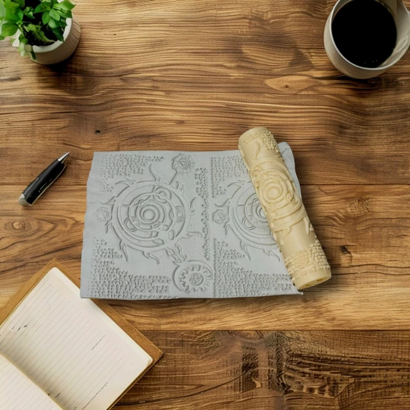 Desenli merdane,sembol desenli hamur şekillendirici,üç boyutlu kurabiye  şekillendirici - 3