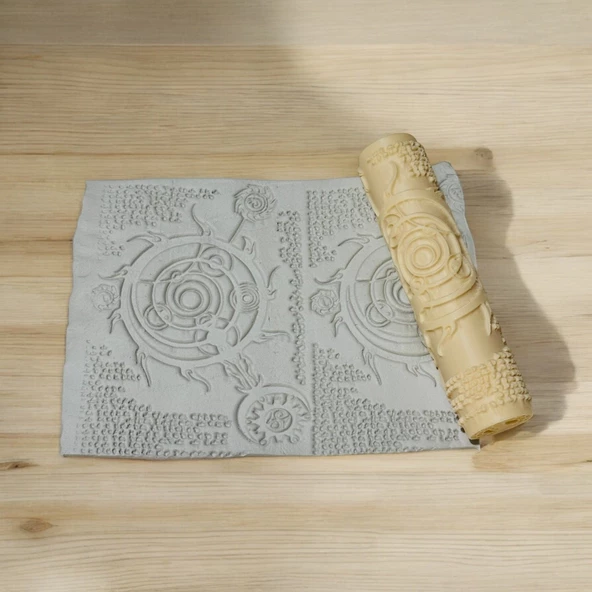 Desenli merdane,sembol desenli hamur şekillendirici,üç boyutlu kurabiye  şekillendirici - 2