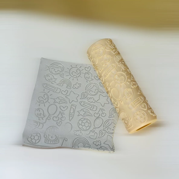 Desenli merdane,çocuk temalı merdane,desenli hamur şekillendirici - 3