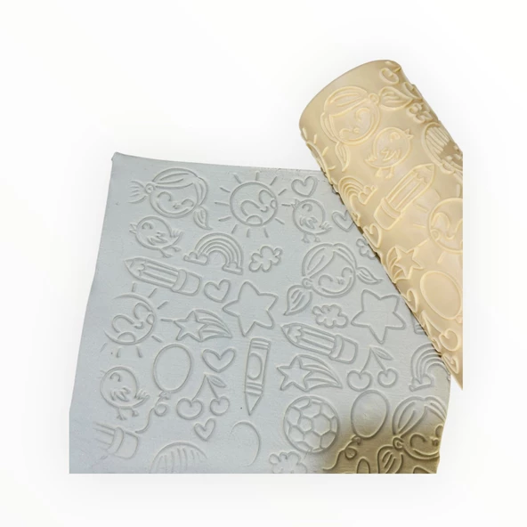 Desenli merdane,çocuk temalı merdane,desenli hamur şekillendirici - 2