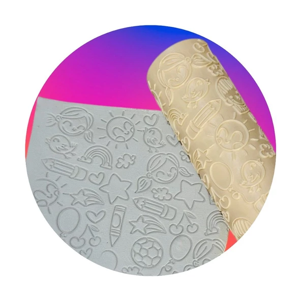 Desenli merdane,çocuk temalı merdane,desenli hamur şekillendirici