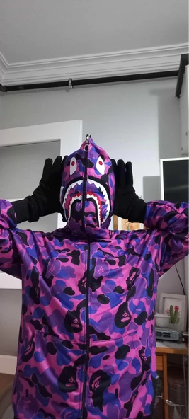 Unisex Pubg Bape  Hoodie - Mor - 8