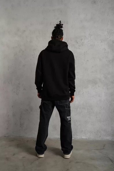 Kapşonlu Sweatshirt hoodie - Siyah - 3