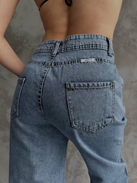 Kadın Palazzo Jeans Pantolon - Mavi - 8