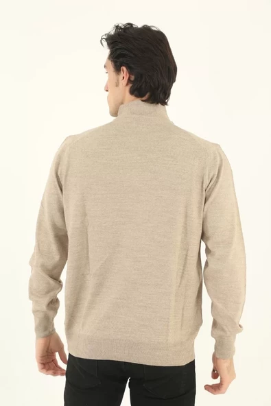 Erkek Balıkçı Yaka Triko Kazak - Bej - 3