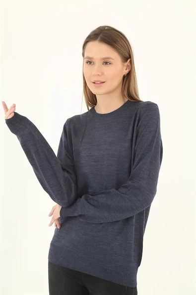 Kadın  Balıkçı Yaka Triko Kazak - İndigo - 3