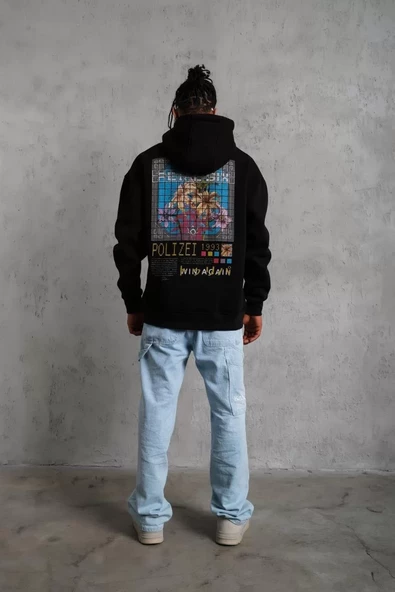 Erkek Patel Six Baskılı Kapüşonlu Sweatshirt - Siyah - 3