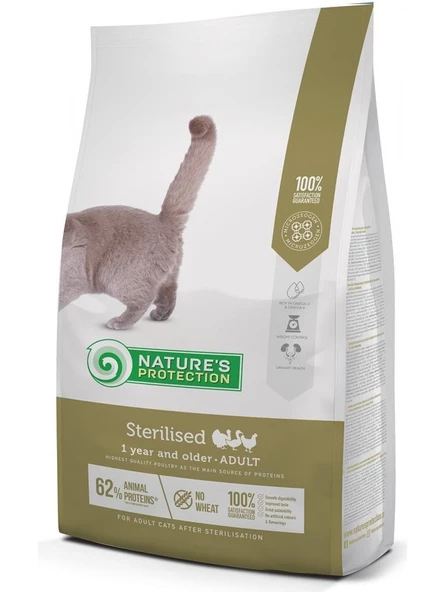 Nature's Protection Düşük Tahıllı Kümes Hayvanlı Kısırlaştırılmış Kedi Maması 2 kg