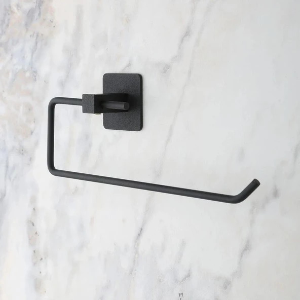 Kendiliğinden Yapışkanlı Siyah Paslanmaz Metal Rulo Havluluk Aparat - 2