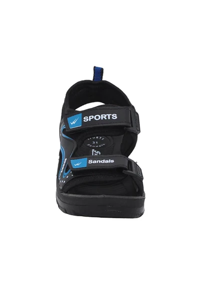 Mergenshoes S20 Siyah Mavi Günlük Erkek Çocuk Sandalet Ayakkabı - 2