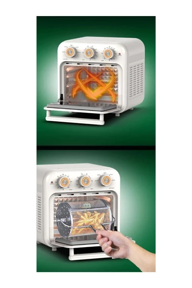Kivi KAF-5556 Retro Fırın 360° Derece Dönüş Sistemli 16 Lt Zamanlayıcılı Yağsız Retro Fritöz KAF-5556 - 2