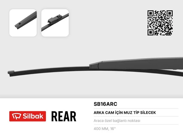SİLECEK SÜPÜRGESİ ARKA MUZ TİPİ 400mm OCTAVIA III 11/12 RAPID 09/11 SUPER B COMBI 03/08