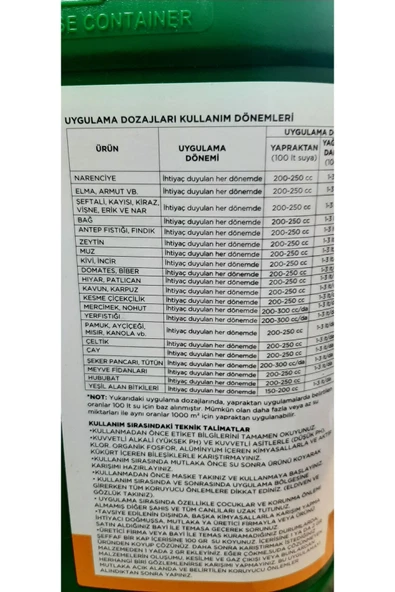 KOLUKISA TARIM HASTALIK TEDAVİ EDİCİ VE ÖNLEYİCİ  GÜBRE ÇÖZELTİSİ - Resim 2