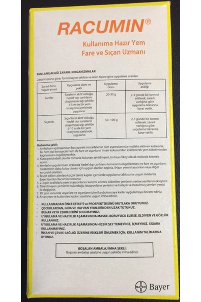 Bayer Racumin Fare Zehiri 250 Gr Kullanıma Hazır Yem Fare Ve Sıçan Uzmanı - 4