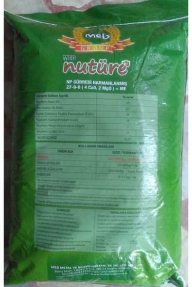 Meb Nutüre 25 Kg Harmanlanmış Np Gübresi, Azot, Fosfor, Kalsiyum, Magnezyum, Çünko Içerir - Resim 2
