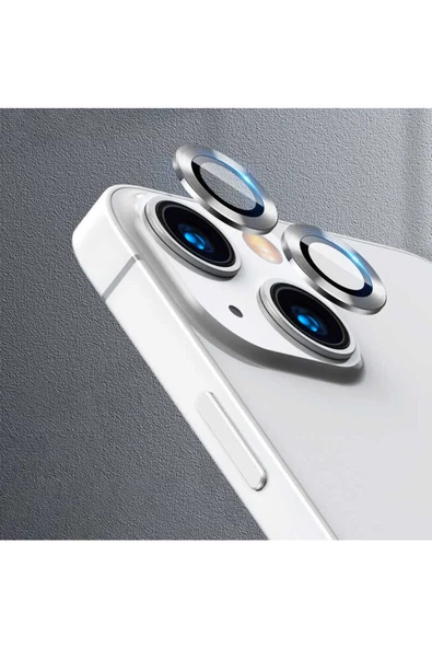 iPhone 13 Mini Uyumlu YSF CL-04 Kamera Lens Koruyucu-Gümüş