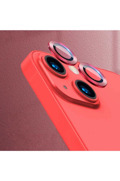 iPhone 13 Uyumlu YSF CL-02 Kamera Lens Koruyucu-Kırmızı