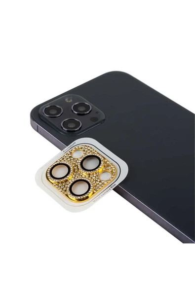 iPhone 11 Pro Max Uyumlu Lofy- CL-08 Kamera Lens Koruyucu-Gold